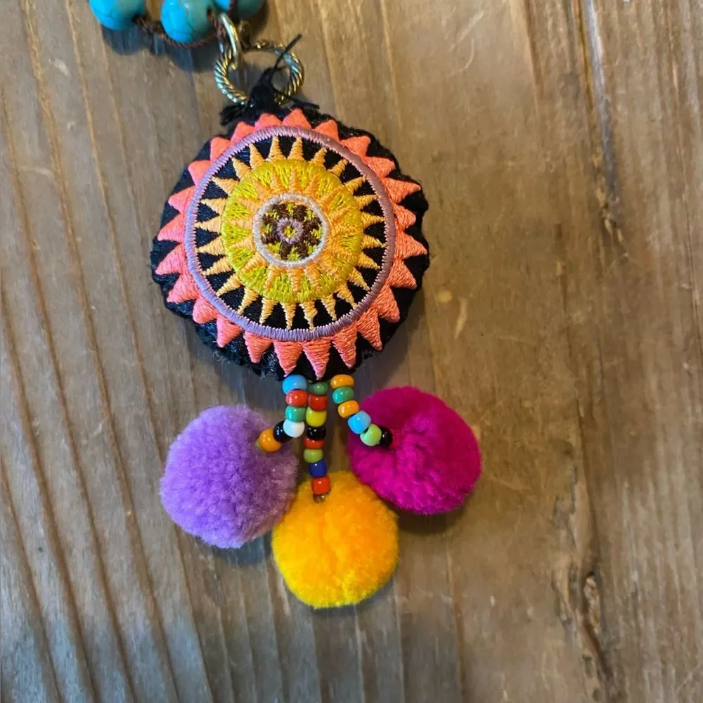 Turquoise Colored Beaded Long Necklace